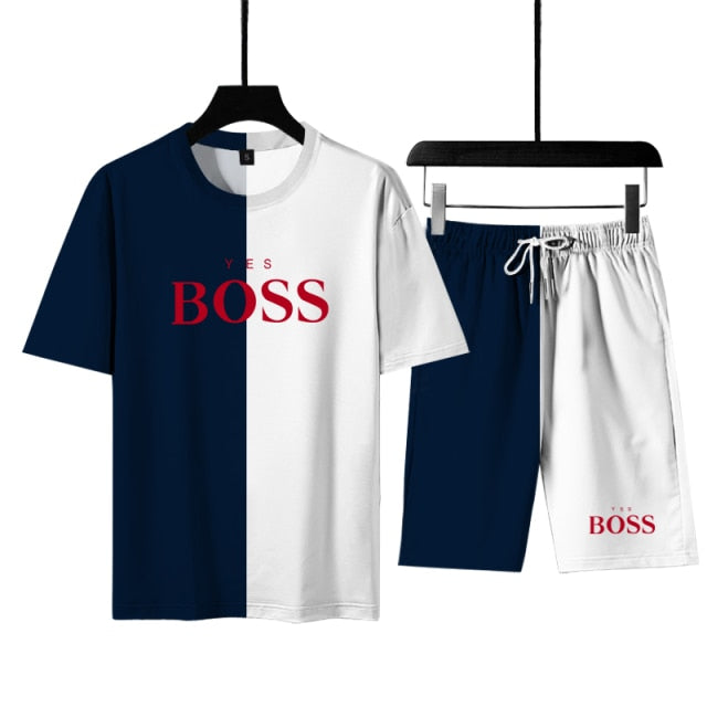 Brand Boss Summer Thin Men's  Sportswear Suit Two Piece