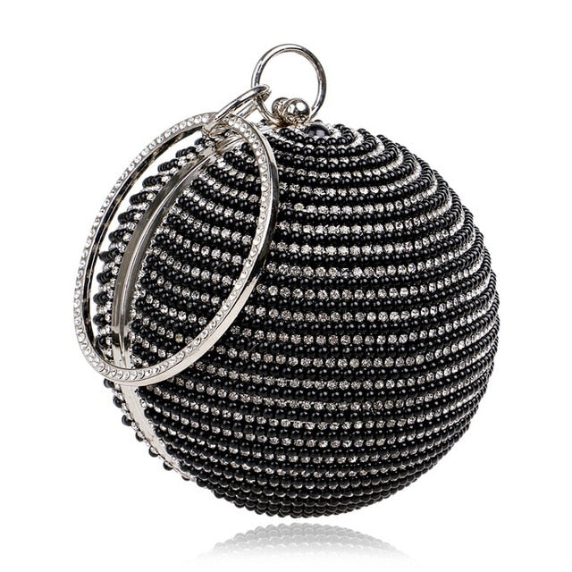 SEKUSA Ball Diamond Tassel Women Party Metal Crystal Clutches Evening  Wedding Bag Bridal Shoulder Handbag Wristlets Clutch