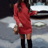 Casual Sweater Dress Mini Short Thick O-neck Long Sleeve Spring Winter Dress 2021 Slim Fit Ladies Knitted Fashion Vestidos