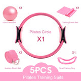 5PCS Yoga Ball Magic Ring Pilates Circle Exercise Equipment Workout Fitness Training Resistance Support Tool Stretch Band Gym