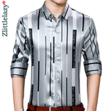 2021 Brand New Long Sleeve Men Social Shirt Streetwear Casual Striped Shirts Dress Mens Slim Regular Fit Clothes Fashions 90307