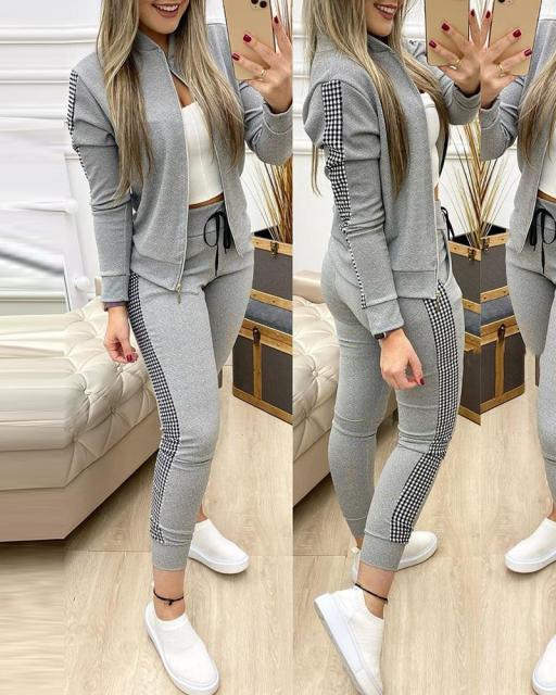 Spring Autumn 2 Two Piece Set Women Outfits Activewear Zipper Top Leggings Women Matching Set Tracksuit Female Outfits for Women