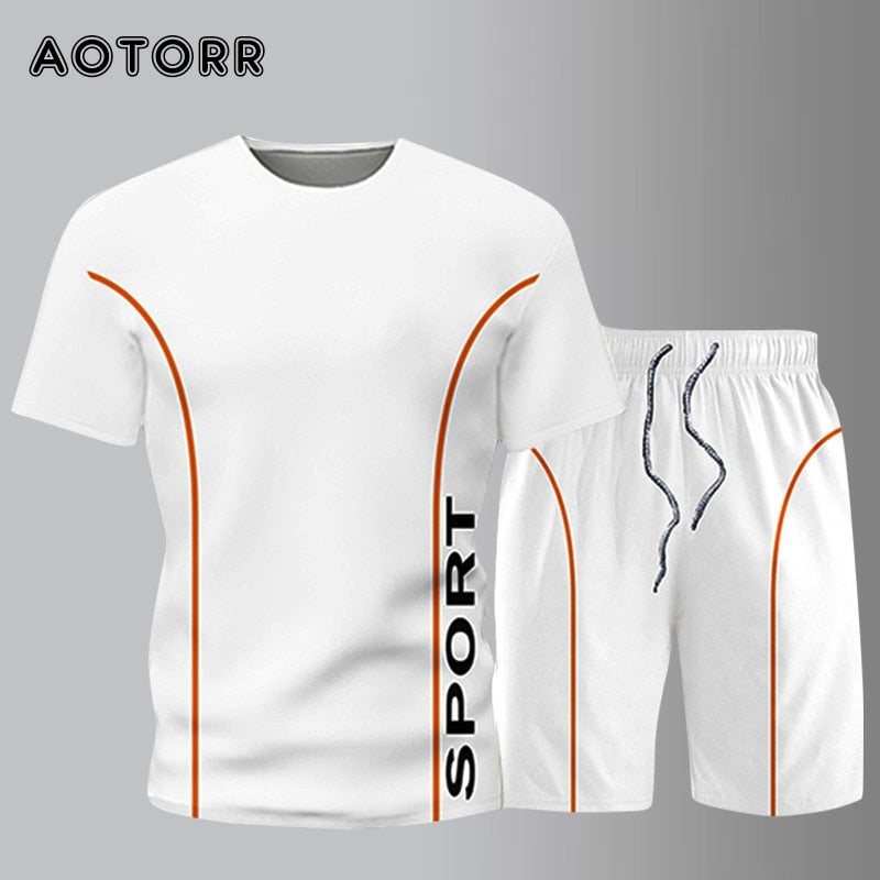 Men Sportswear Sport Suits Quick Dry Clothes T shirt + Short Training Gym Fitness Sports Joggers Tracksuits Running Set XS-5XL