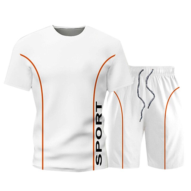 Men Sportswear Sport Suits Quick Dry Clothes T shirt + Short Training Gym Fitness Sports Joggers Tracksuits Running Set XS-5XL