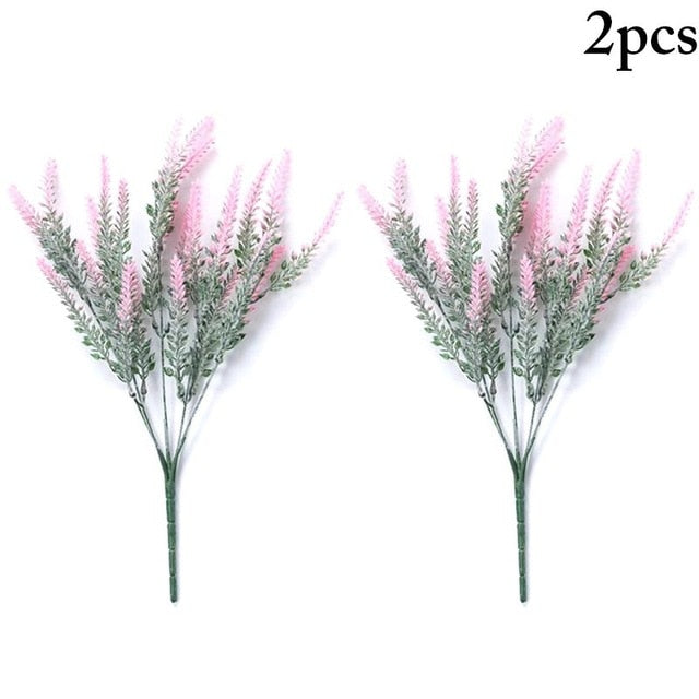 2pcs Lavender Wedding Decorative Flower Vase for Home Decor Artificial Flowers Grain Christmas Fake Plant