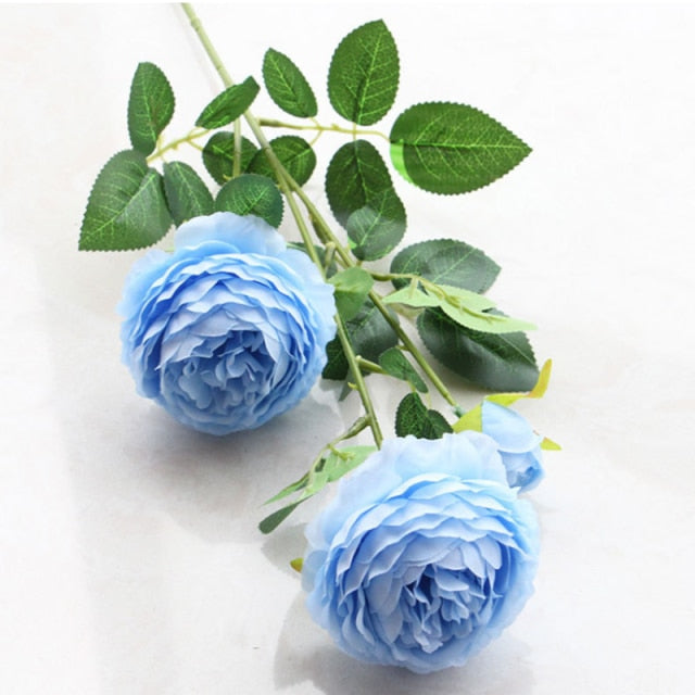 3 Heads Fake Peony Vases for Home Decoration Accessories Wedding Decorative Flowers Scrapbooking Garden Household Products