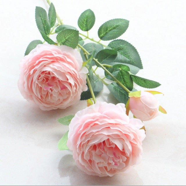 3 Heads Fake Peony Vases for Home Decoration Accessories Wedding Decorative Flowers Scrapbooking Garden Household Products