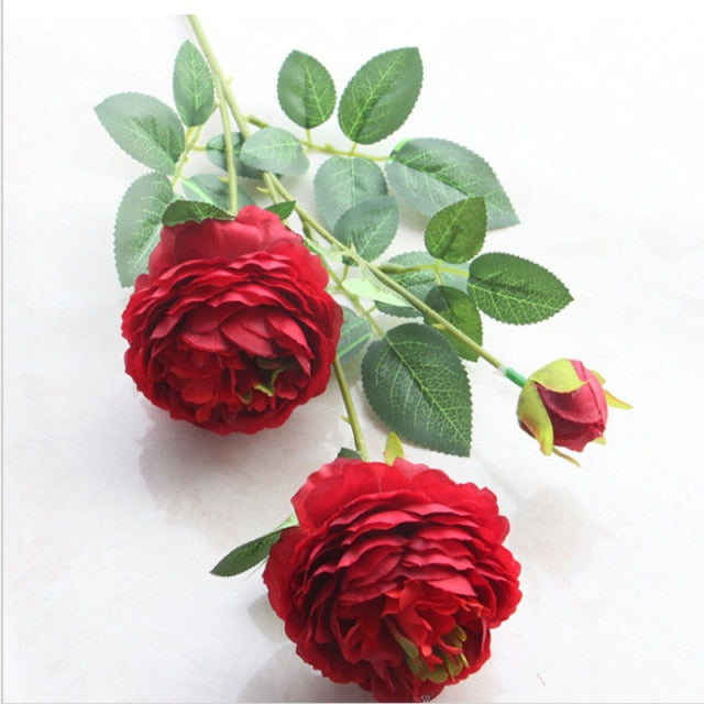 3 Heads Fake Peony Vases for Home Decoration Accessories Wedding Decorative Flowers Scrapbooking Garden Household Products