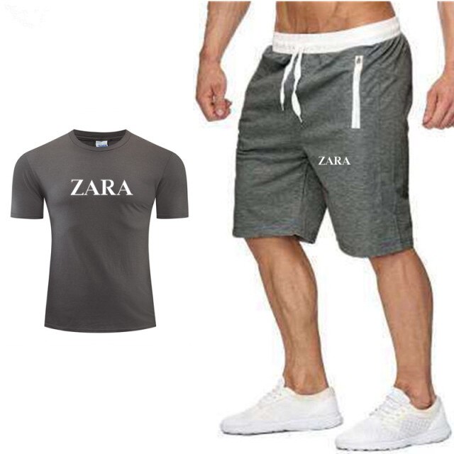 New high quality leisure beach style   printing summer wear men's short sleeve suit T-shirt + shorts