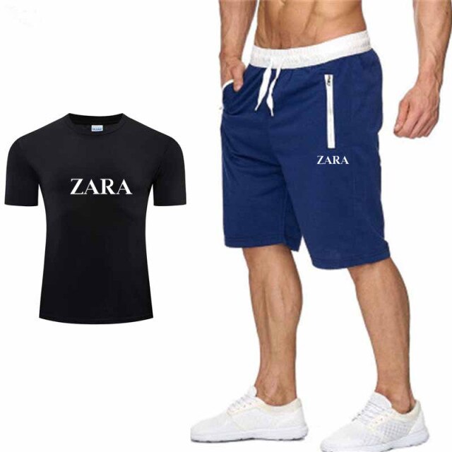 New high quality leisure beach style   printing summer wear men's short sleeve suit T-shirt + shorts