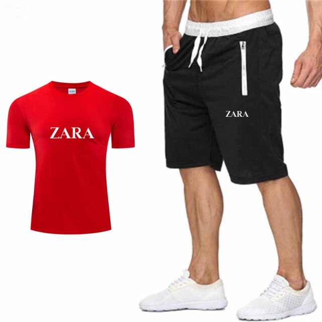 New high quality leisure beach style   printing summer wear men's short sleeve suit T-shirt + shorts