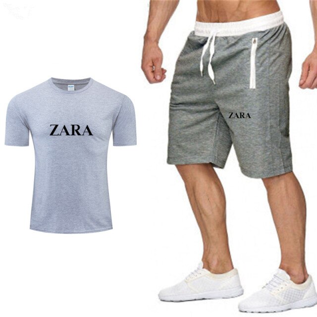 New high quality leisure beach style   printing summer wear men's short sleeve suit T-shirt + shorts