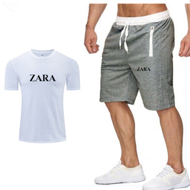 New high quality leisure beach style   printing summer wear men's short sleeve suit T-shirt + shorts