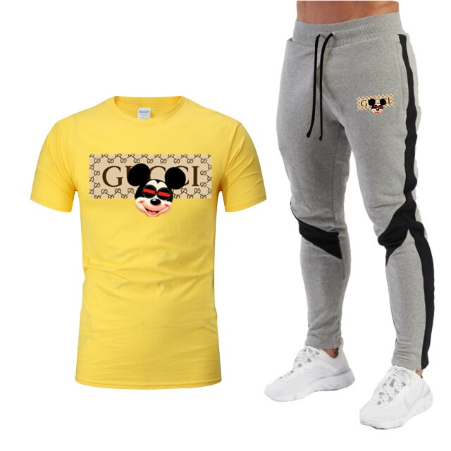 Fashion Men's Sets T Shirts+pants Two Pieces Sets Casual Tracksuit