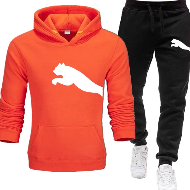 PUMA Mens hoodies+Pants pattern Sport Suits Casual Sweatshirts Tracksuit 2021