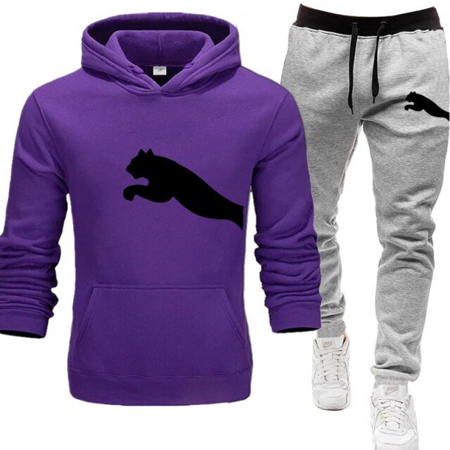 PUMA Mens hoodies+Pants pattern Sport Suits Casual Sweatshirts Tracksuit 2021