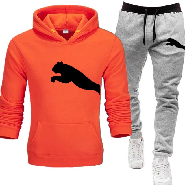 PUMA Mens hoodies+Pants pattern Sport Suits Casual Sweatshirts Tracksuit 2021