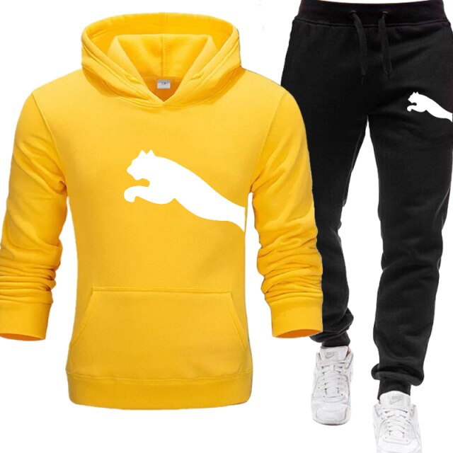 PUMA Mens hoodies+Pants pattern Sport Suits Casual Sweatshirts Tracksuit 2021