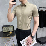 Embossed Leisure Wear Mens Short short Sleeve Slim Fit