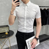 Embossed Leisure Wear Mens Short short Sleeve Slim Fit