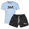 Men's T Shirts+Shorts Two Piece Tracksuit casual male