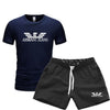 Men's T Shirts+Shorts Two Piece Tracksuit casual male