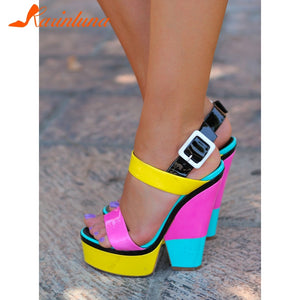 Big Size 35-44 Luxury Brand Ladies Platform Sandals Fashion Multicolor Chunky High Heels Women's Sandals Party Sexy Shoes Woman