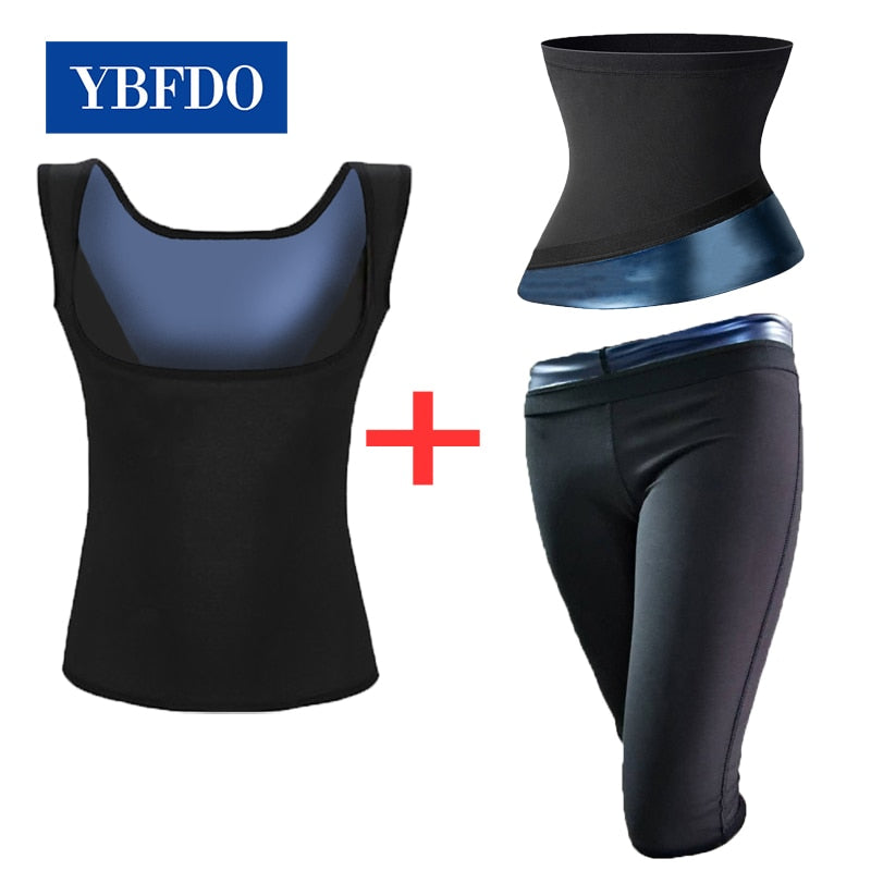 YBFDO Shapewear Suits for Women Sweat Sauna Pants Weight Loss Waist Trainer Corset Vest Gym Fitness Workout Tops Slimming Belt