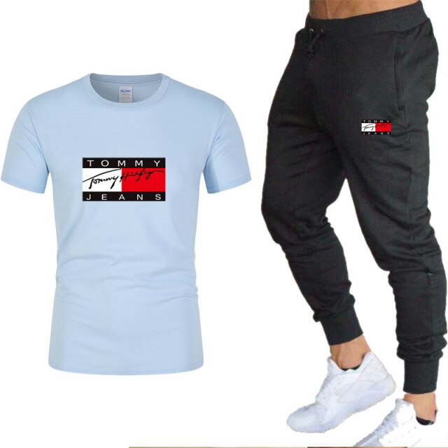 2021 summer T-shirt and pants two-piece men's casual sports suit