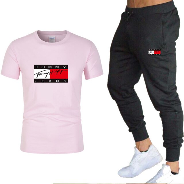 2021 summer T-shirt and pants two-piece men's casual sports suit