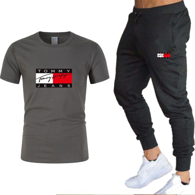 2021 summer T-shirt and pants two-piece men's casual sports suit