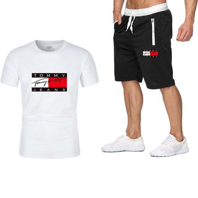 2021 summer T-shirt and pants two-piece men's casual sports suit