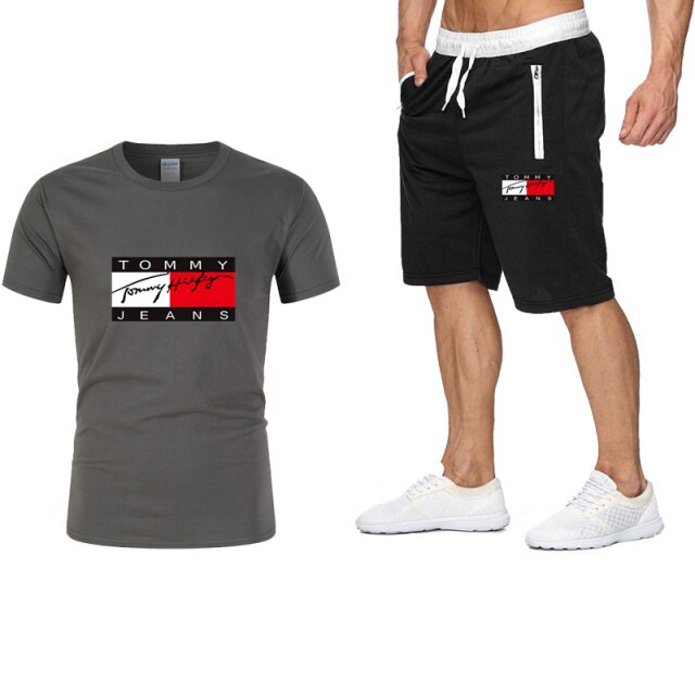 2021 summer T-shirt and pants two-piece men's casual sports suit