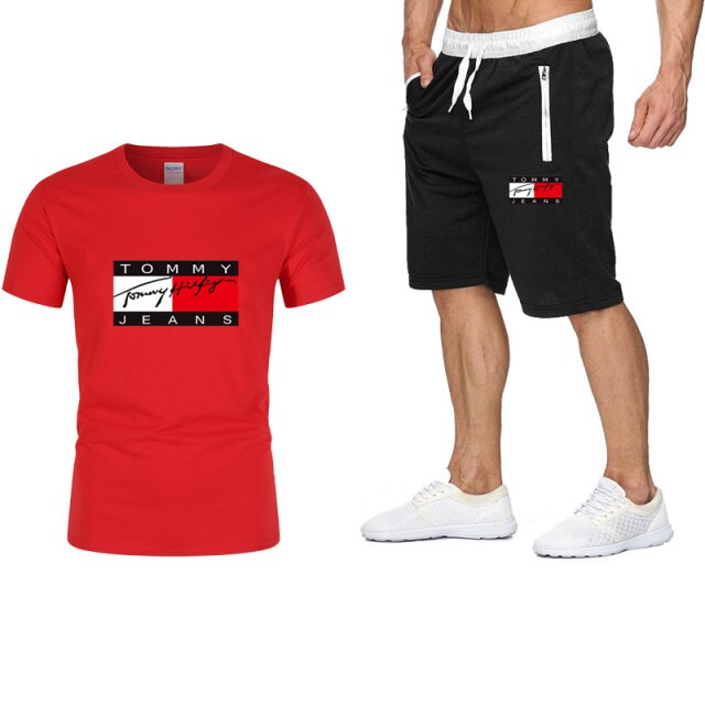 2021 summer T-shirt and pants two-piece men's casual sports suit