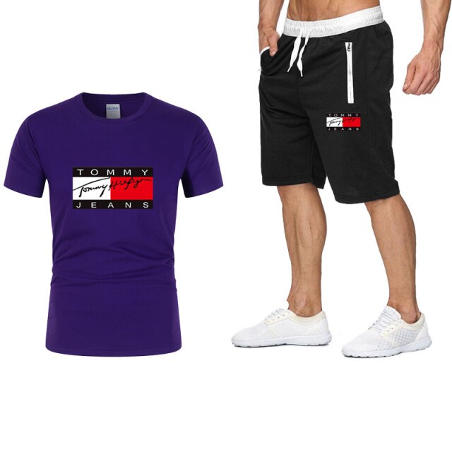 2021 summer T-shirt and pants two-piece men's casual sports suit