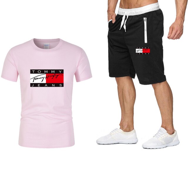 2021 summer T-shirt and pants two-piece men's casual sports suit