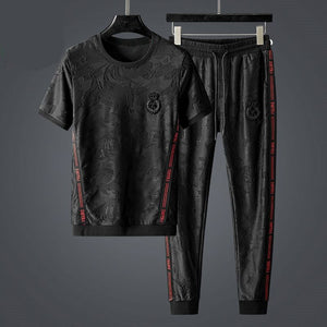 New Casual Sports Suit Trendy Men 's Short Sleeve Two - Piece