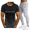 Men's t-shirt trousers hand-painted ink painting printing casual short-sleeved suit