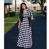 Women's Sexy V-Neck Seven-Sleeve Polyester Exquisite Casual  Dress Printed Plus Size Party Elegant Dress Wholesale Dropshpping
