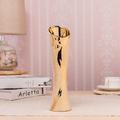 Baroque Luxury Resplendent Vase Gilded Flower Holder Resin Ceramic Flower Vase Decorative Vases Golden Decoration Plated Vase