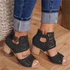 Hollow Out Sandals Mid Heel Summer Slip-on Buckle Ladies Shoes Artificial Open Toe Casual Wedding Pumps Women Sandalias