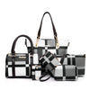 New Fashion Luxury Handbags New 6 PCS Set Women Plaid Colors Handbag Female Shoulder Bag Travel Shopping Ladies Crossbody Bag