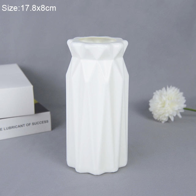 Modern Flower Vase White Pink Plastic Vase Flower Pot Basket Nordic Home Living Room Decoration Ornament Flower Arrangement