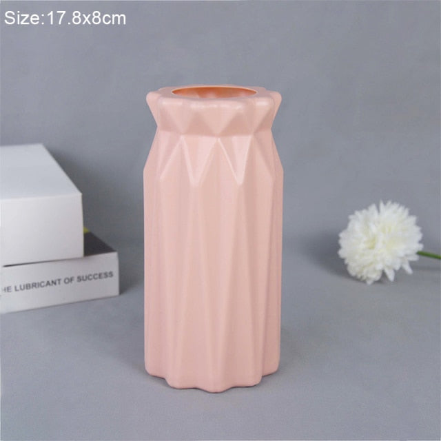 Modern Flower Vase White Pink Plastic Vase Flower Pot Basket Nordic Home Living Room Decoration Ornament Flower Arrangement