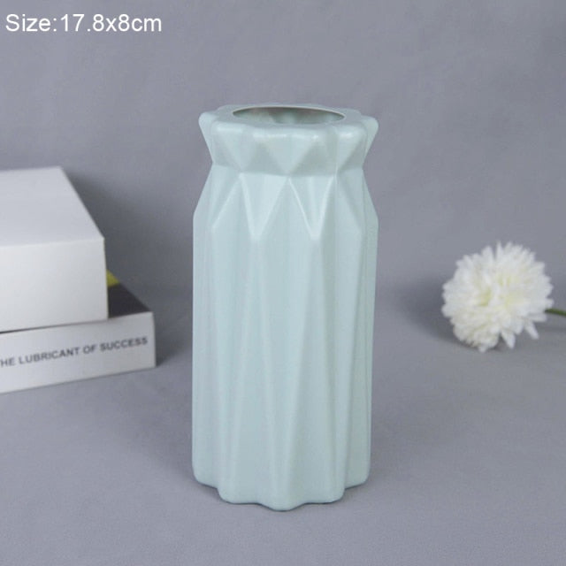 Modern Flower Vase White Pink Plastic Vase Flower Pot Basket Nordic Home Living Room Decoration Ornament Flower Arrangement