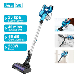 Cordless Vacuum Cleaner INSE S6 Brushless Motor Stick Vacuum 23Kpa 250W Lightweight Handheld for Carpet Hard Floor Car Pet Hair