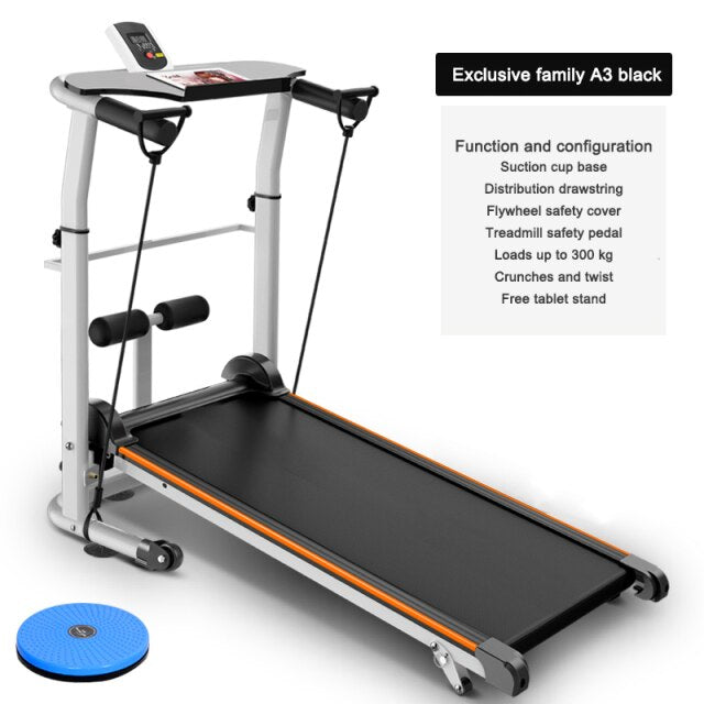 Treadmill Home Small Folding Style Fitness Equipment Mini Lengthened Stepper Three-in-one Multi-function Manual Adjustment