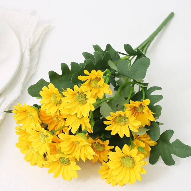 Autumn Artificial Daisy Flowers Silk Bouquet Fake Flower DIY Decor for Vase Home Wedding Christmas Decorative Household Products