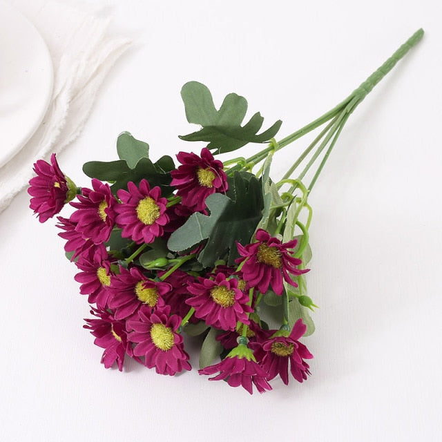 Autumn Artificial Daisy Flowers Silk Bouquet Fake Flower DIY Decor for Vase Home Wedding Christmas Decorative Household Products