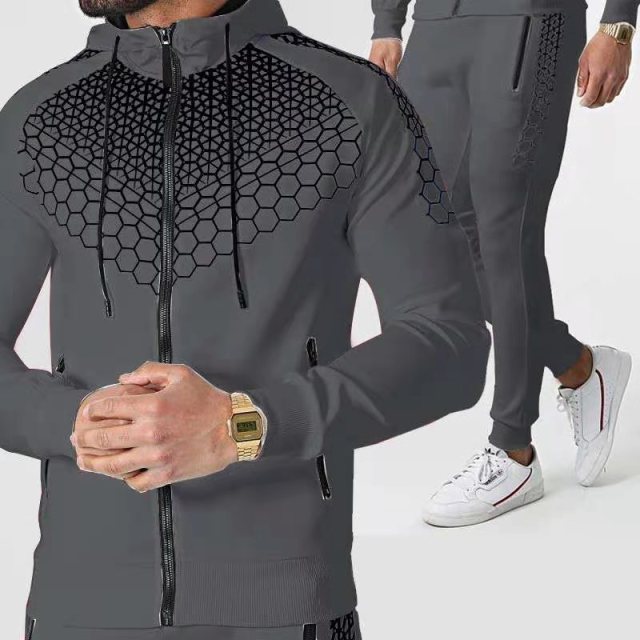 Men Zipper Hooded Sets Tracksuit Autumn Male Hoodie Set 2 Pieces Sporting Outerwear Jogging Suit Gym Clothes Jacket + Pants Sets